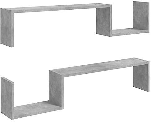 Mensole Parete 2pz Grigio Cemento 100x15x20cm Legno Multistrato, Mobili, Scaffalature, Scaffali e mensole per pareti Grigio