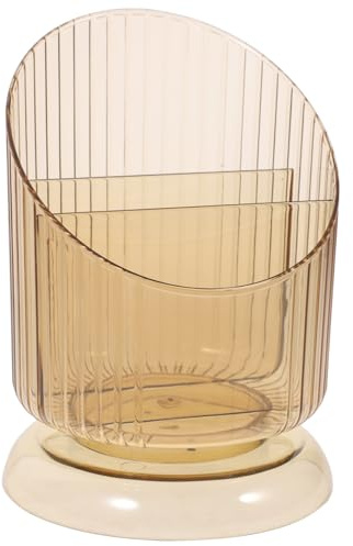 UKCOCO Organisateur de Bureau Transparent à Compartiments Rangement Cosmétique et Stylo Pot à Pinceaux Maquillage Design Pratique et Doré
