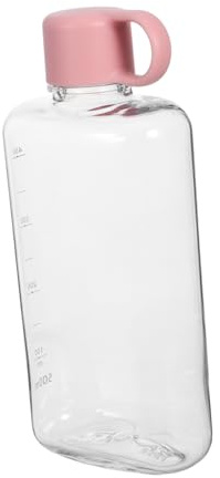 ARTSEWPLY Bouteille Eau Plate Portable Rose Flasque Fine et Plastique Poignée Pratique pour Voyage Randonnée pour Étudiants et Activités Extérieures