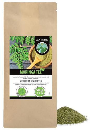 Alpi Nature Moringa Tisane 500g, Moringa Feuilles Séchées et Coupées, Thé en Vrac