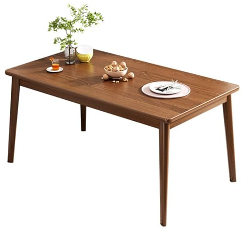 Escritorio moderno de nogal de 100 cm, diseño simple de madera de caucho, soporte de carga estable, ideal para estudio, oficina, restaurante o dormitorio, perfecto para leer y trabajar con la