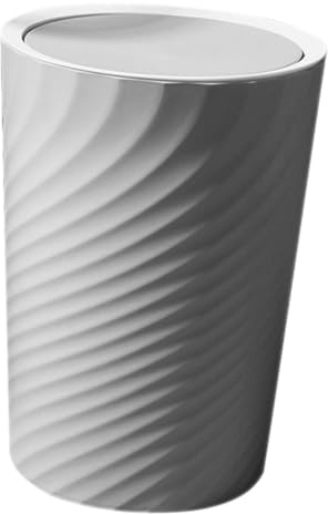 BESPORTBLE Pattumiera Oscillante in Plastica 10L con Coperchio a Ribalta Grigio Secchio per Spazzatura da Interno per Cucina Bagno e Ufficio Contenitore per Piccoli Rifiuti con Design