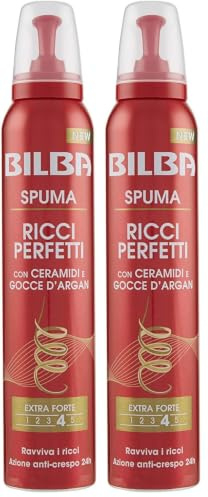 Bilba, Schaum mit Weizenkeimen – Schaum für lockiges Haar perfekt mit Ceramiden und Argan-Tropfen – Professionelle Formel mit extra starkem Halt – belebt Locken mit Anti-Frizz-Wirkung für 24 Stunden –