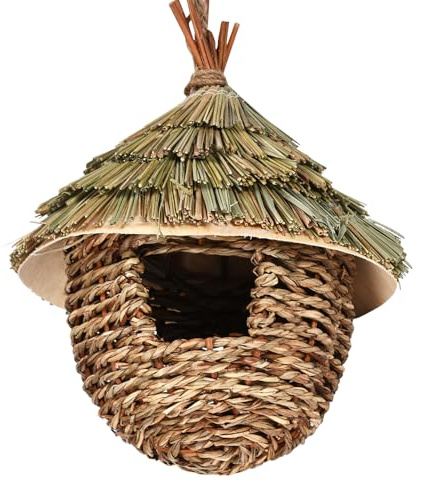 per intrecciato in paglia - 17x22 cm Casetta per, Casetta per in, Decorazione per luogo di nidificazione sospeso, Struttura da giardino naturale, Costruzione durevole