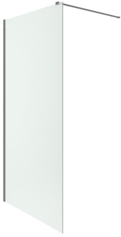 Parete Doccia Walk-In 110 cm Keros, Vetro Temperato 8mm Anticalcare, Profilo Alluminio gun metal Spazzolato, Altezza 200 cm, Installazione Reversibile Dx/Sx con Barra Stabilizzatrice