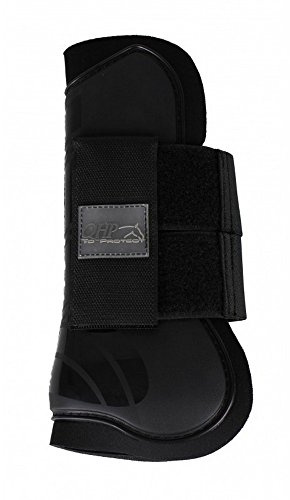 QHP Hartschalen-Gamaschen vorne innen Neopren Klettverschluss (Pony, Schwarz)