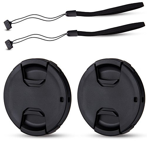 JJC 52mm Lens Cap 2 Pack Snap-on Front Camera Lens Cover + Elastic Lens Cap Keeper for Canon Nikon Sony Olympus Fujifilm Lens with 52mm Thread, Replaces Nikon LC-52 Lens Cap