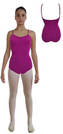 DANZA IN VETRINA Body A BRETELLINE Semplice con FIANCHINI DV0001 (Fucsia (17 Mi), 2XL(48))