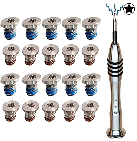 shinedisk 2 Sets Replacement Screws with Screwdriver for MacBook Pro 13 or 15 inch Retina Display A1398 A1425 A1502 2012 to 2015, Bottom Case Cover P5 Pentalobe Repair Tool Kit Laptop PC