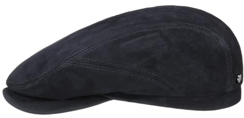 Stetson Goat Suede Flatcap Elegante Ledercap Einfarbige Kappe aus Ziegenleder mit Baumwollfutter Made in Germany Herren Ganzjährig