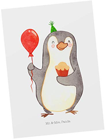 Mr. & Mrs. Panda Postkarte Pinguin Geburtstag - Geschenk, Ansichtskarte, Muffin, Ansichtskarten, Party, Kerze, Grußkarte, Kuchen, Postkarten, bildkarte, Happy Birthday