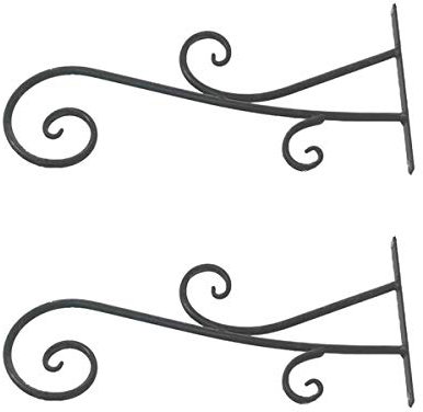 TentHome 2X Blumenhaken Blumenampelhalter Blumenampel Halterung Metall Wandhaken Wandhalterung für Blumentop Windspiele Balkon/Garten Deko mit Schrauben und Dübeln,Schwarz
