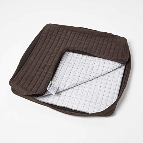 HOMESCAPES Chocolate Brown Armchair Booster Cushion Cover 50 cm Square 100% Polyester Washable Seat Pad Case Soft Removable Quilted Cover with Zip