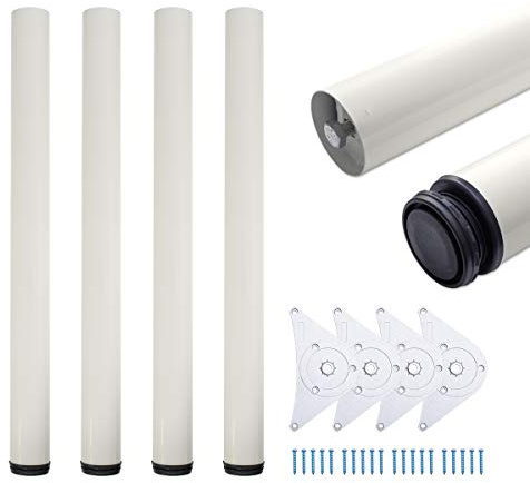 sossai® Premium Tischbeine TBWH | höhenverstellbar | Farbe: weiß | 4 Stück | Höhe: 82 cm (820 mm) einstellbar +2cm | Montagezubehör inklusive