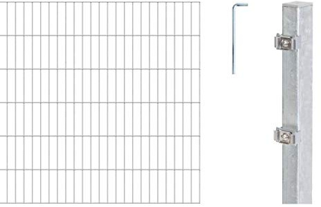 Alberts 653743 Doppelstabmattenzaun als 8 tlg. Zaun-Komplettset | verschiedene Längen und Höhen | feuerverzinkt | Höhe 120 cm | Länge 6 m