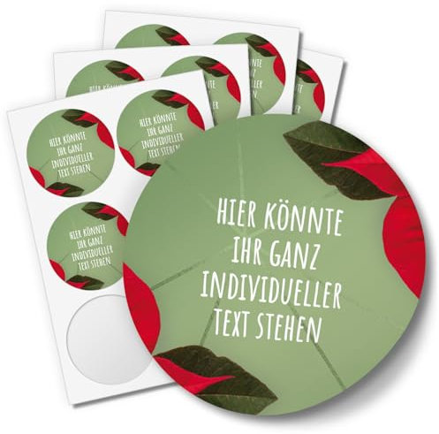 24 Weihnachtsaufkleber PERSONALISIERT mit Ihrem Text für Geschenke und Produkte zu Weihnachten - Aufkleber Etiketten Geschenkaufkleber rund, Motiv Weihnachtsstern