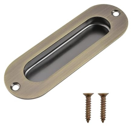 MiJunHD Recessed Flush Door Handles Stainless Steel Cabinet & Furniture Door Pulls Bronze 120 * 40mm Round Handles/Pulls for Interior & Closet Doors