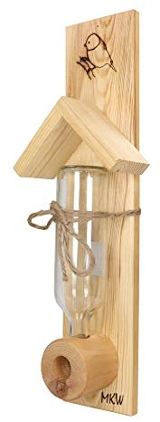 Vogelfutterhaus Für Meisen MKW - aus massivem Laub- und Nadelholz hergestellt - Vogelfutterstation für Wildvögel und Gartenvögel - Wetterfest - Stabiler - Doppelt imprägniert