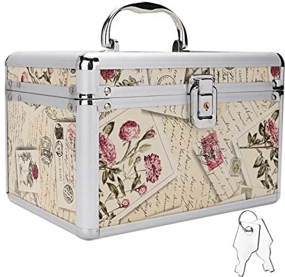 Valigetta Cosmetica per Trucco, Valigetta Cosmetica Professionale di Grande Capacità per Ciglia Strumenti di Estensione Scatola di Immagazzinaggio Vuota con Specchio Chiudibile a Chiave per Gioielli S