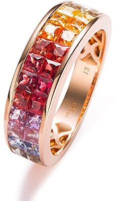 18 Karat (750) Gelbgold Ring Mädchen, Eheringe Farbige Saphireinlage Quadrat Blauer Saphir 2.562ct Ring Größe 47 (15.0)