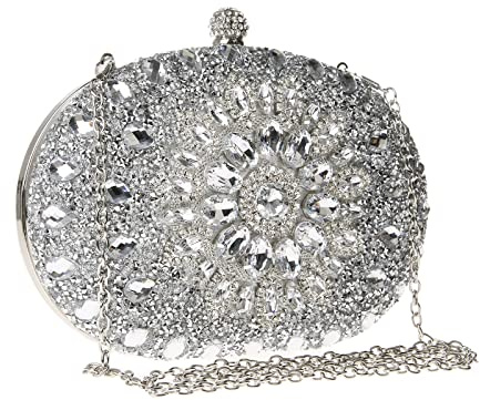 COAIMANEY Damen Glitzernde Strass Clutch, Glitzer Abendhandtasche Schultertasche für Hochzeit Party Abschlussball