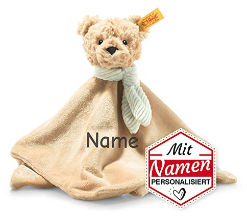 Steiff Jimmy Teddybär Schmusetuch mit Namen Bestickt, Soft Cuddly Friends Baby & Kleinkinder Bär Spielkamerad & Einschlafhilfe, Geburt Geschenk-Idee Kuscheltuch Schnuffeltuch Kuscheltier