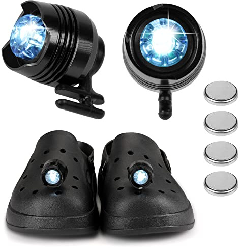 flintronic 2 st skostrålkastare, IPX5 vattentät strålkastare med 3 belysningslägen, ABS-strålkastare, LED-strålkastarlampa lämplig för hålskor, för hundpromenader, camping
