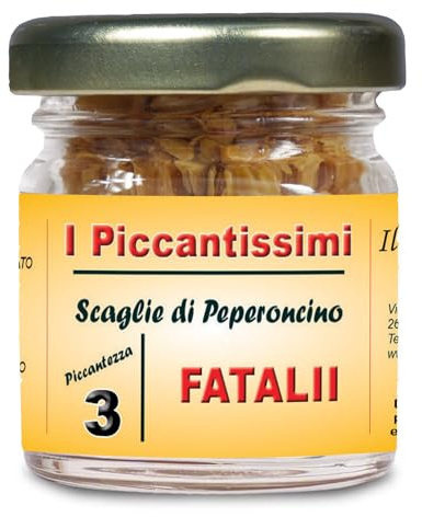 I Piccantissimi - FATALII peperoncino piccante in vasetto da (13 gr) - Scaglie di Peperoncino a lunga conservazione - peperoncino secco coltivato con rispetto in Italia (300.000 SHU)