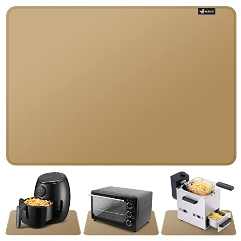 FLASLD Heat Resistant Mat for Air Fryer Site on, Fireproof Silicone Mats for Kitchen Counter, Countertop Protector, No-Slip and Waterproof (40 X 60 cm, Brown)
