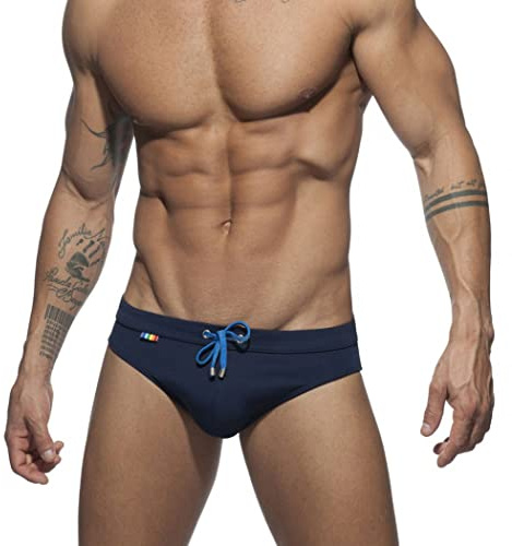 RQPYQF Costume da Bagno Uomo, Costume Slip Nuoto Mare e Piscina Uomo Swimming Brief Coulisse Regolabile YK06 (Blu Scuro, XL)
