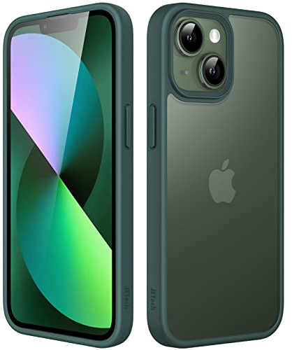 JETech Matte Hülle für iPhone 13, Dunkelgrün | Robuster Schutz, Matte Rückseite, Anti-Fingerabdruck, Stoßfestes Design