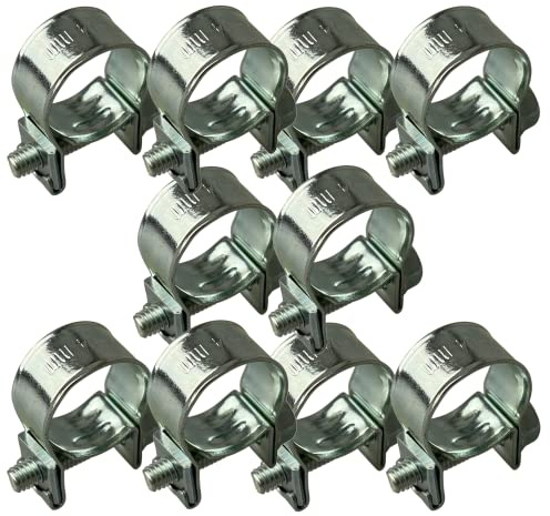 Boltza® Hose Clamps Zinc Plated Mini Fuel Line Pipe Clips 6Mm-27Mm (10, 8-10mm)