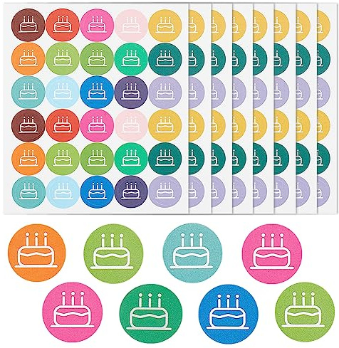 OLYCRAFT 2400 Stück/80 Blatt Kuchenaufkleber Planer Kalenderaufkleber 12.5 mm Kuchen Geburtstag Planaufkleber Kalenderaufkleber Selbstklebende Abziehbilder Für Tagespläne DIY Scrapbooking