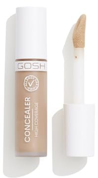 GOSH Concealer High Coverage 004 Natural I Hohe Deckkraft I Flüssig Concealer zum Abdecken von Augenringen, Rötungen & Unreinheiten für empfindliche Haut I langanhaltend & Vegan I Pickel-Abdeckstift