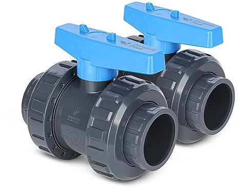Paradies Pool PVC Fitting Kugelhahn Ø 50mm mit Klebemuffen, PVC-U Muffe Klebefitting, Qualität aus Europa, Menge: 2 Stück