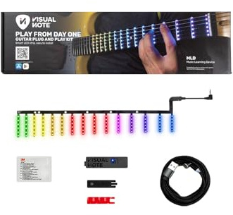 VISUAL NOTE - Kit F, Gerät zum Lernen und Lehren der Gitarre, bestehend aus einer RGB-LED-Folie für die Tastatur und einer App, kompatibel mit elektrischen und akustischen Maßstab 648 mm
