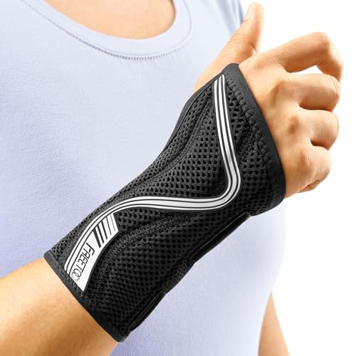 FREETOO Wrist Brace for Carpal Tunnel,[New Upgrade-Anatomically shaped] Adjustable Wrist Support Splint for Men and Women,Hand Brace for Pain Relief, Tendinitis,Arthritis,Right Hand,Medium,Black-Grey