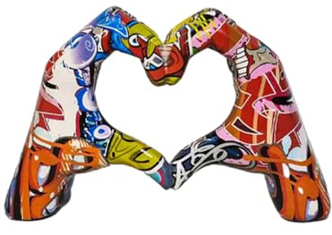 Ghjkldha Herzhände Skulptur, Liebesgeste Pop Art Figuren, Herz Handskulpturen für Dekoration, Pop Art inspirierte Herzhände Figur, Liebessymbol Skulptur für Tischregal, Heimdekoration