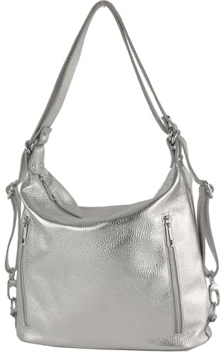 modamoda de T249 Damen Leder Rucksack Schultertasche 2in1, handmade in Italy