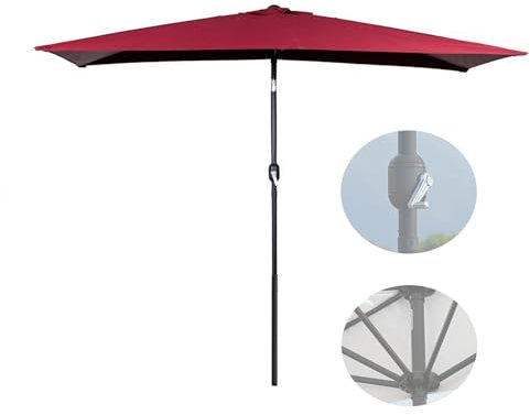 Sombrillas para Jardín al Aire Libre 200/250cm Media Sombrilla Semicircular con Manivela, Parasol Circular Semicircular para Terraza Pequeña Balcón Jardín (Color : Rouge, Size : 200x100cm)