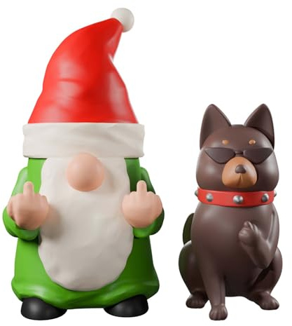 CUNTAUK Lustiger Zwergen Ornament, Mittelfinger Zwerge, Statue, Mini-seltsame, ungewöhnliche Weihnachtsschmuck für Garten, Hof, Outdoor, Rasen, Heimdekoration und Zwerg Geschenke