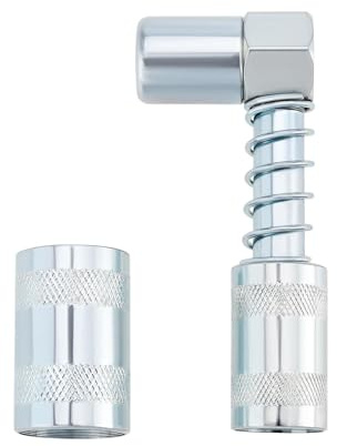 eMagTech 1 Stück 90 Grad Fettkupplung Silber Kupplung Adapter Kohlenstoffstahl Fettpresse Anschluss für Auto FarmTruck Industrie Einsatz