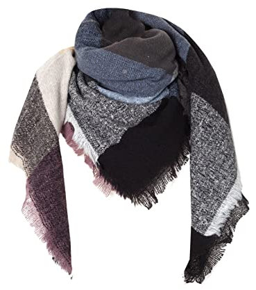 Strickset Anfänger Schal weich, klobig, kariert, riesiger Schal, Tücher Allzwecktuch Schal Kaschmir Rot Damen Schal Damen Schwarz Fair Trade Weihnachtsgardinen Schal Kaschmir Damen (F, One Size)