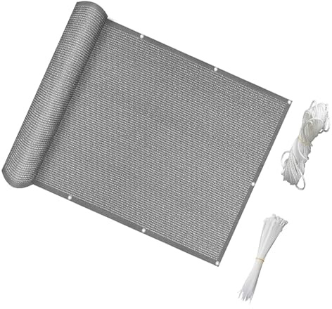 Balkon Sichtschutz Ohne Bohren 75 x 800 cm Windschutz Sonnenschutz Und Wetterfest Sichtschutzmatte Balkonbespannung mit Kabelbinder für Gartenzaun Balkonzaun, Grau
