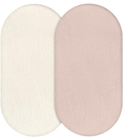 Soarwg Kids Spannbettlaken Kinderwagen, 2er-Pack, 83x43cm | Rose Design. Weiche atmungsaktive Musselin. Passt ovale & rechteckige Babywannen. Waschbar. Oeko-Tex.