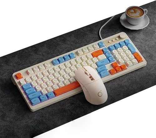 HDkxbf Tastiera Tastiera Da Gioco Prova Il Massimo Piacere Di Gioco, Silenzioso Ed Efficiente: La Tastiera Da Gioco Sussurrata Dal Comfort Ergonomico Include Un Mouse Dello Stesso Colore(C)