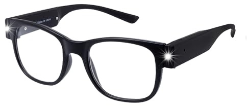 OKH Gafas de lectura con luz, lectores LED brillantes, gafas de lectura USB recargables para hombres y mujeres, gafas cuadradas