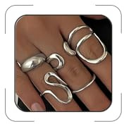 ANGLEQUEEN Chunky Silver Rings for Women Open Stacking Knuckle Silver Rings Set Minimalist Irregular Statement Rings Silver Jewelry for Women Silver Accessories Fashion Rings for Women