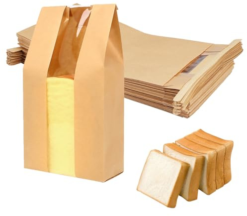 Lot de 50 Marron Sachet Kraft avec Fenetre, 23 X 5 X 12 cm