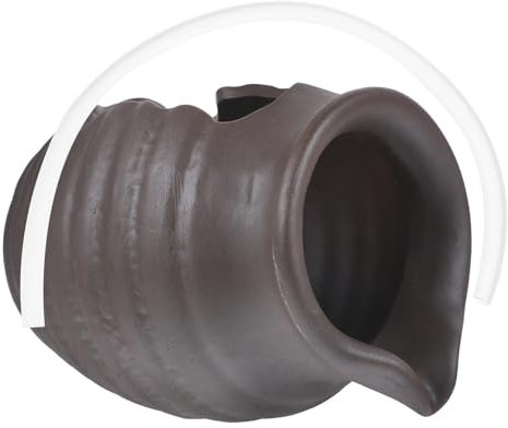 JUMPLAWN Fontaine en Pot Céramique Petite Taille Brun, Pot Cascade en Céramique Ouverture Supérieure, Système de Circulation D’Eau Naturel, Décoration Intérieure et Extérieure pour Jardin,